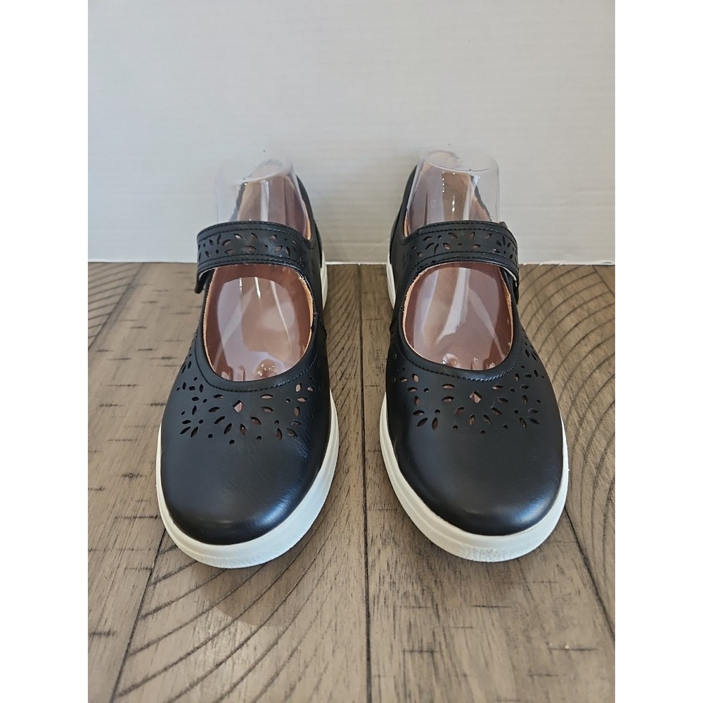 Aetrex Mary Jane Shoes 10.5 11 Black Women Emerson Cut Out Minimalist Preppy - Picture 2 of 14